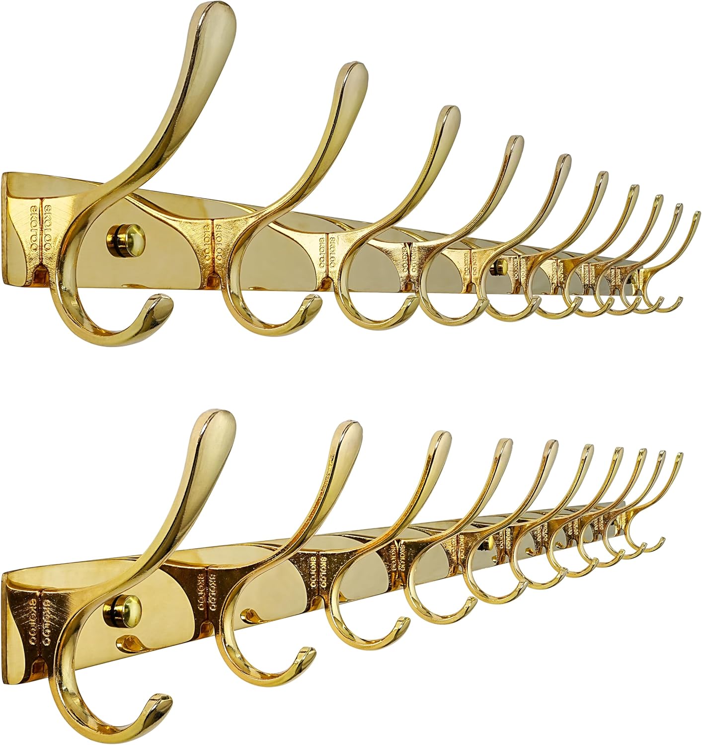 SKOLOO Wall Mounted Coat Rack - Heavy Duty 10 Hooks Set