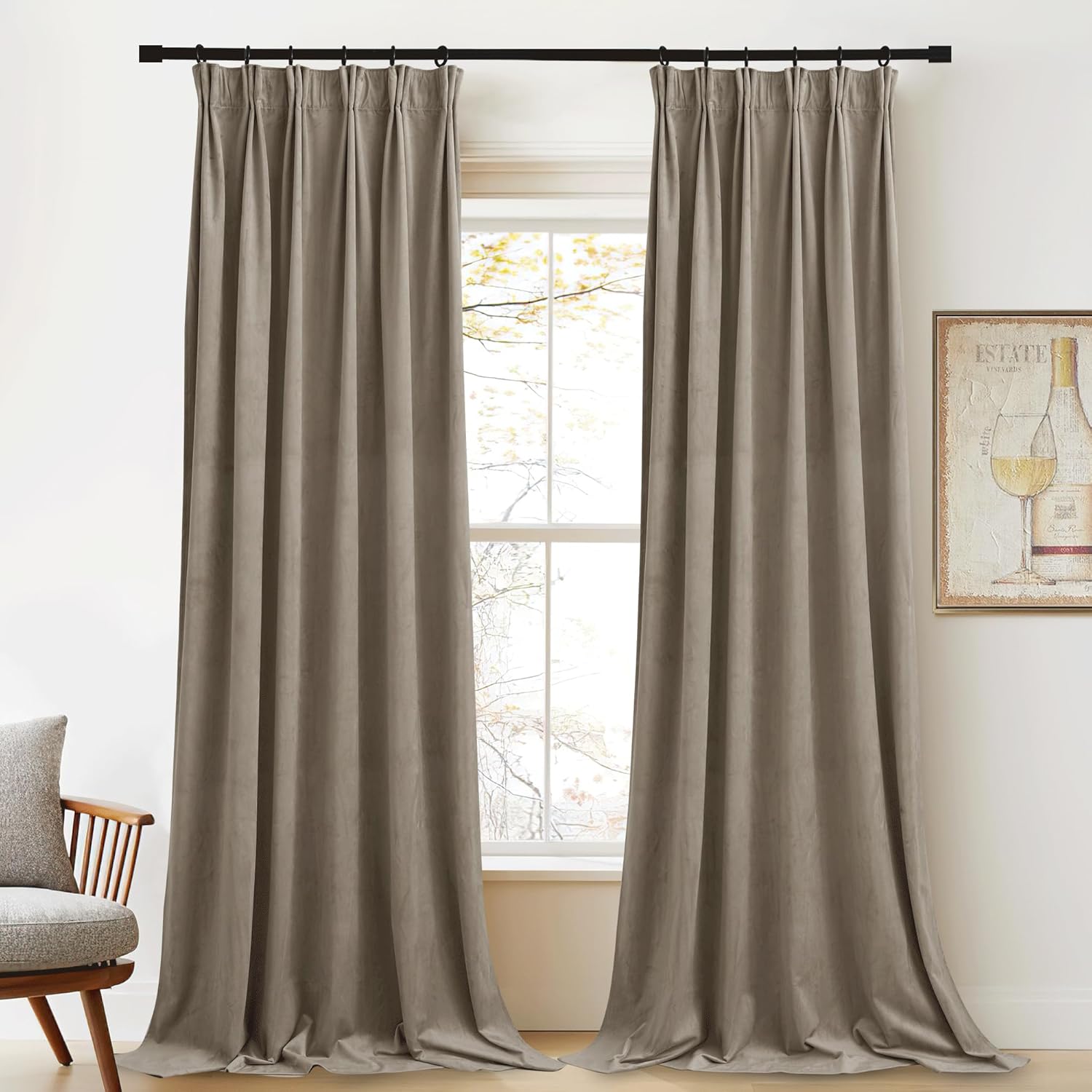 StangH Camel Beige Velvet Curtains - Thermal Insulated Drapes