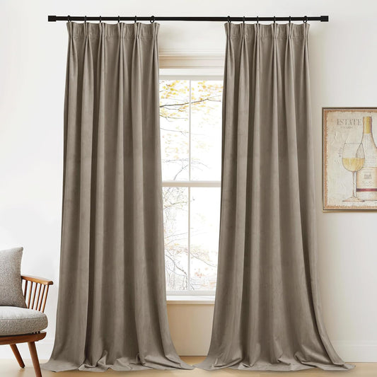 StangH Camel Beige Velvet Curtains - Thermal Insulated Drapes