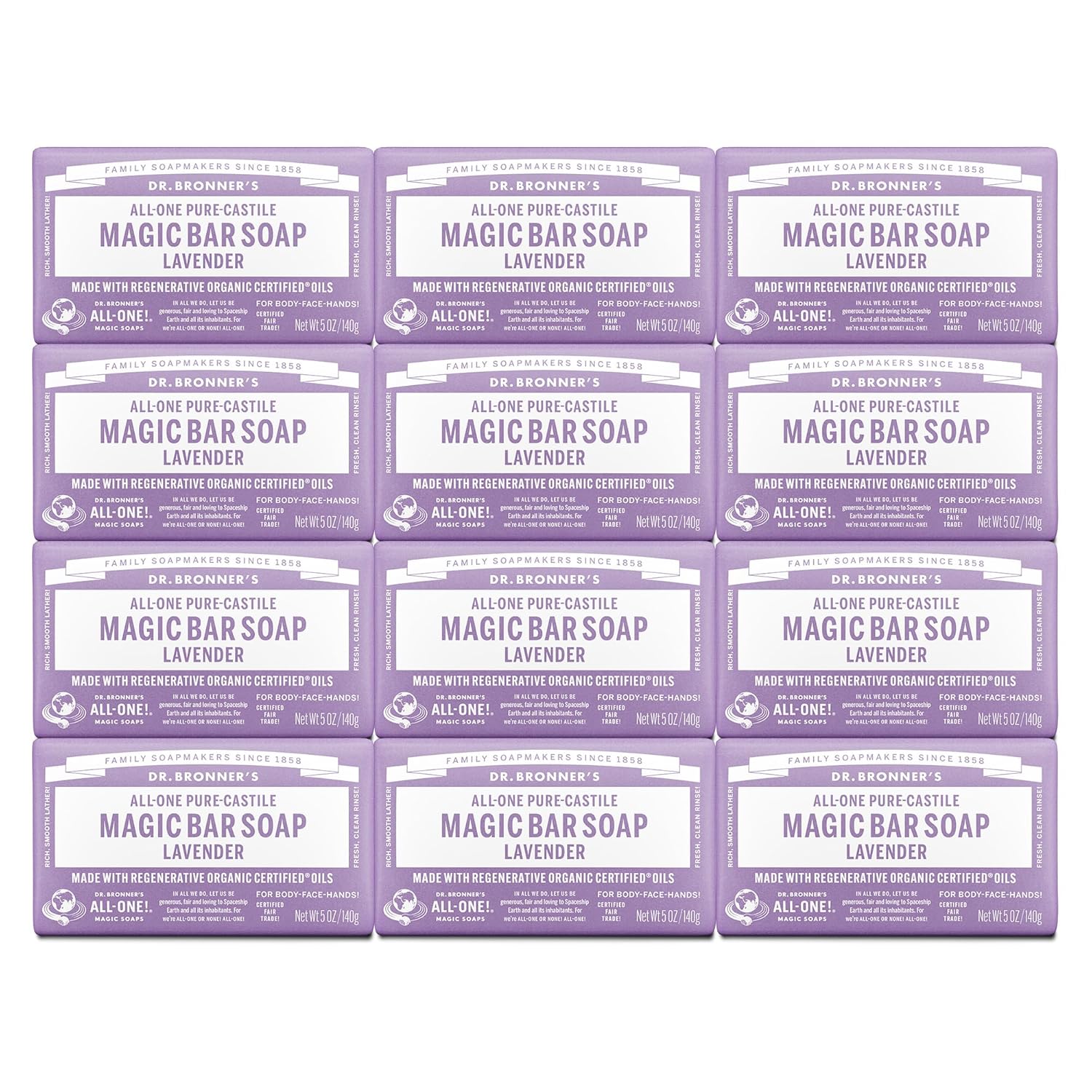 Dr. Bronner's Pure-Castile Magic Bar Soap for Gentle Cleansing