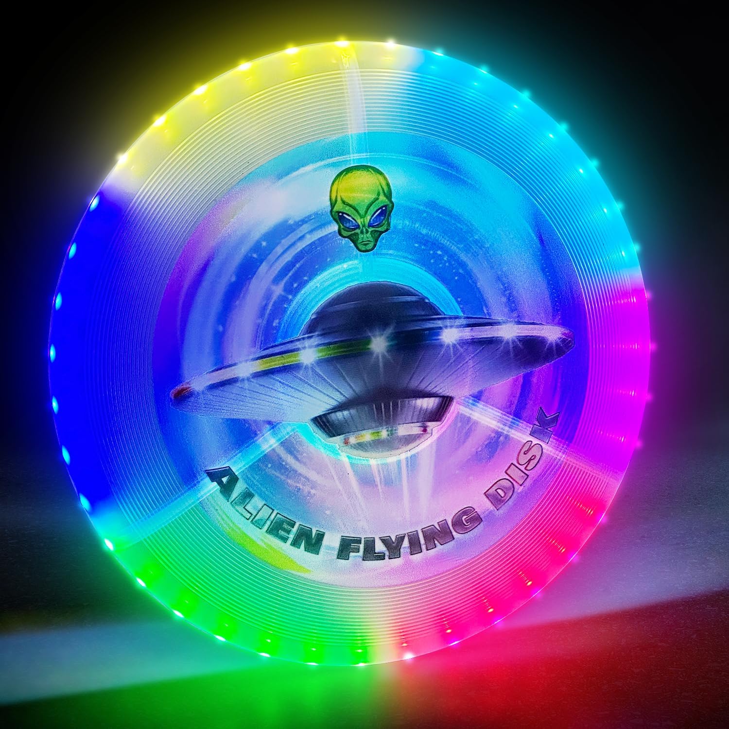 Dynamic LED Flying Disc: 12 Modes, Rechargeable, Waterproof