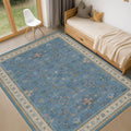 Washable 5x7 Blue Rug for Kids Room - Low-Pile, Non-Slip 5 x 7