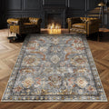 Washable Area Rug Turmeric and Grey 9 ft x 12 ft - Non-Slip, Machine