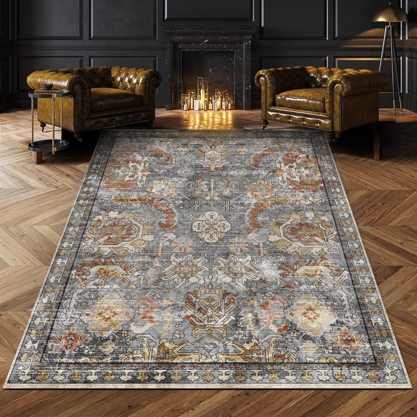 RUGSURE Washable Area Rugs - Stylish Non-Slip Vintage Design
