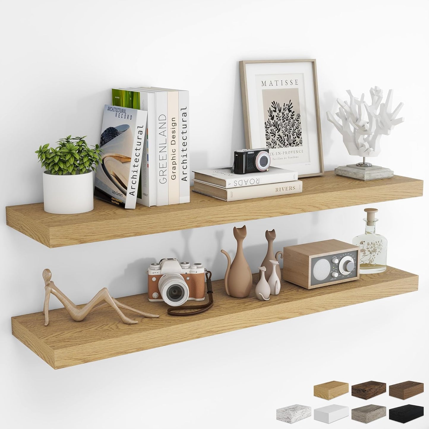 RICHFOCUS 48Inch Floating Shelves for Wall - Rustic Wood Design