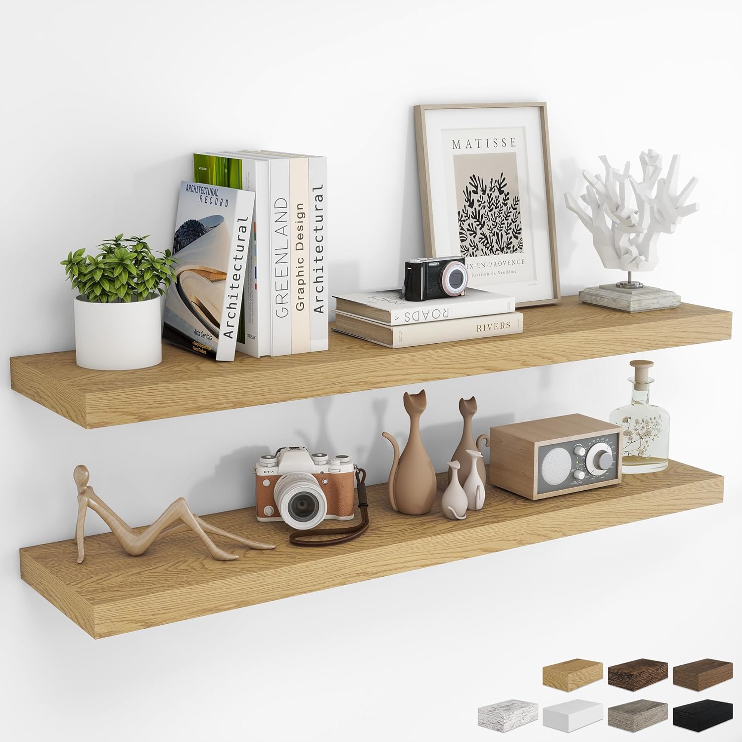 RICHFOCUS 48Inch Floating Shelves for Wall - Rustic Wood Design