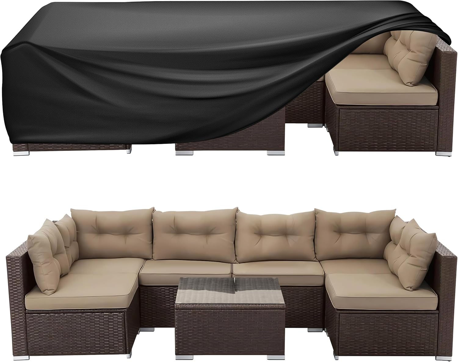 WLEAFJ Patio Furniture Covers Rectangle for Outdoor Protection