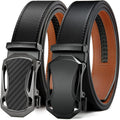 Leather Ratchet Belt for Men 2 Pack - Customizable Fit, Effortless