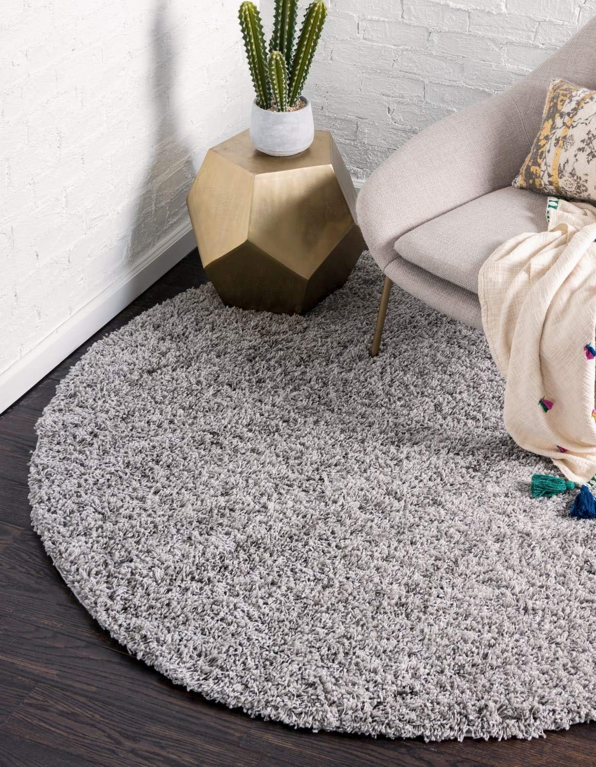 Unique Loom Solid Shag Collection Area Rug in Cloud Gray