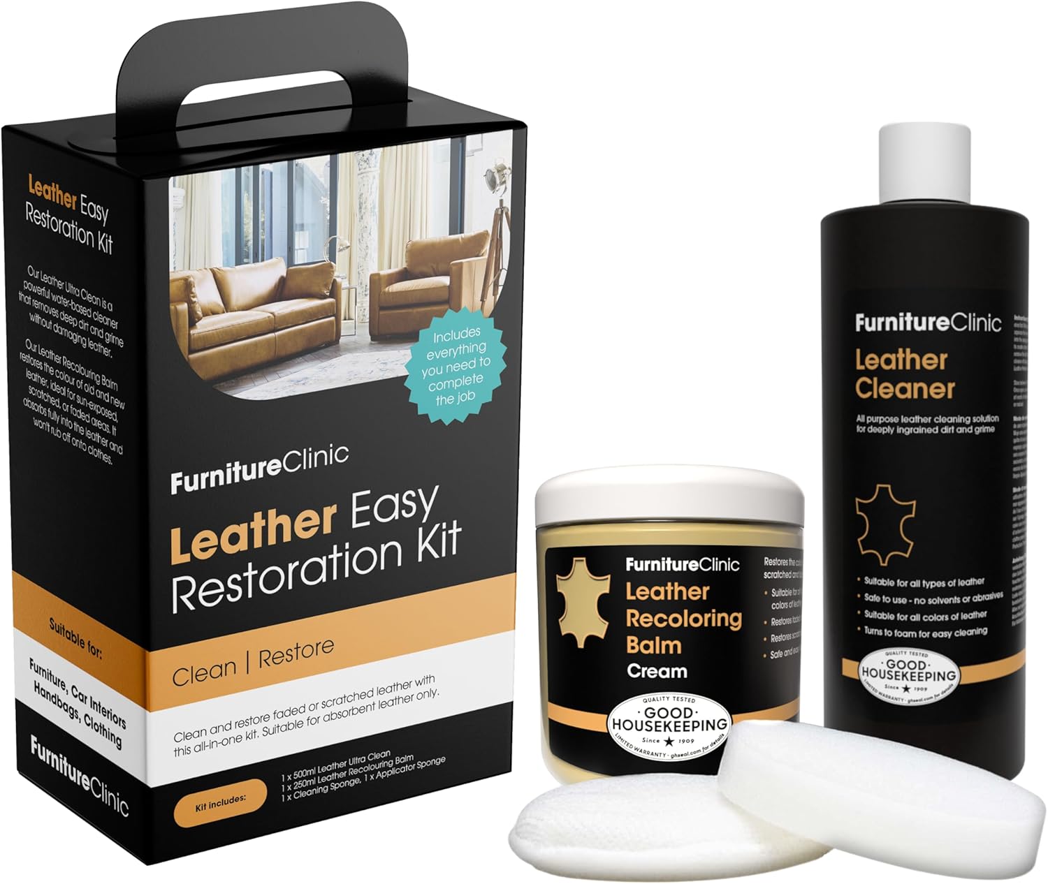 Leather Easy Restoration Kit for Scratched and Faded Furniture