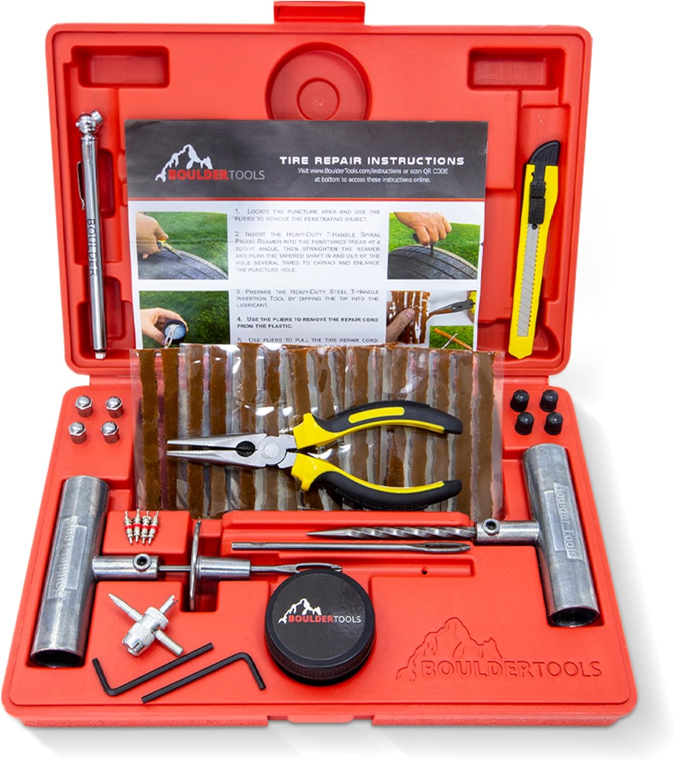 Heavy Duty Tire Repair Kit for Cars, Trucks, and Motorcycles