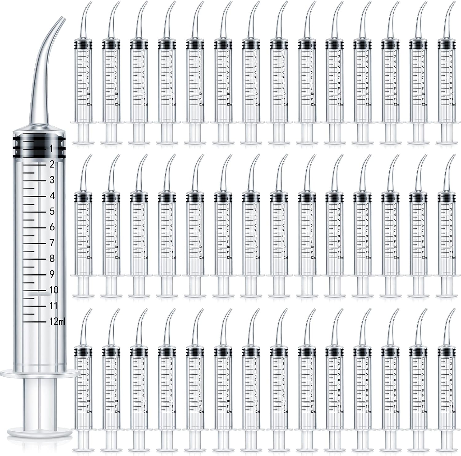 Zhengmy 100 Pack Dental Syringe with Curved Tip for Oral Care