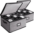 Wine Glass Storage Box with Dividers, 2 Pack - Secure Stemware Storage