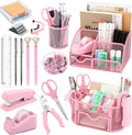 17 in 1 Pink Desk Organizers and Accessories Set - Compact Desk
