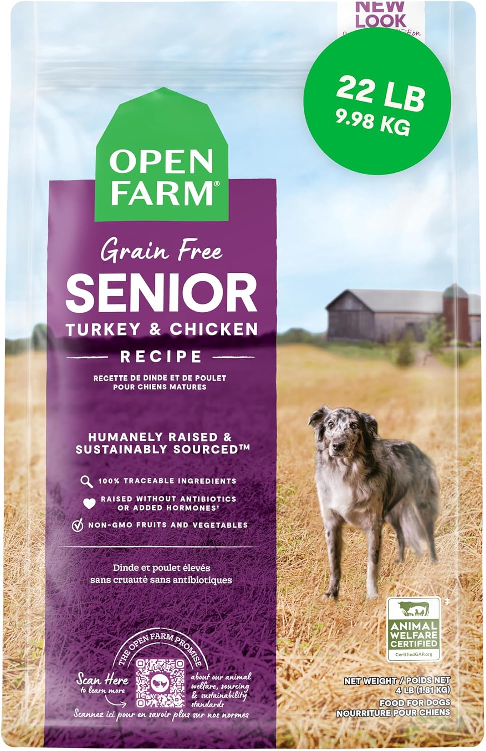 Grain-Free Dry Dog Food for Senior Dogs with Chicken & Turkey