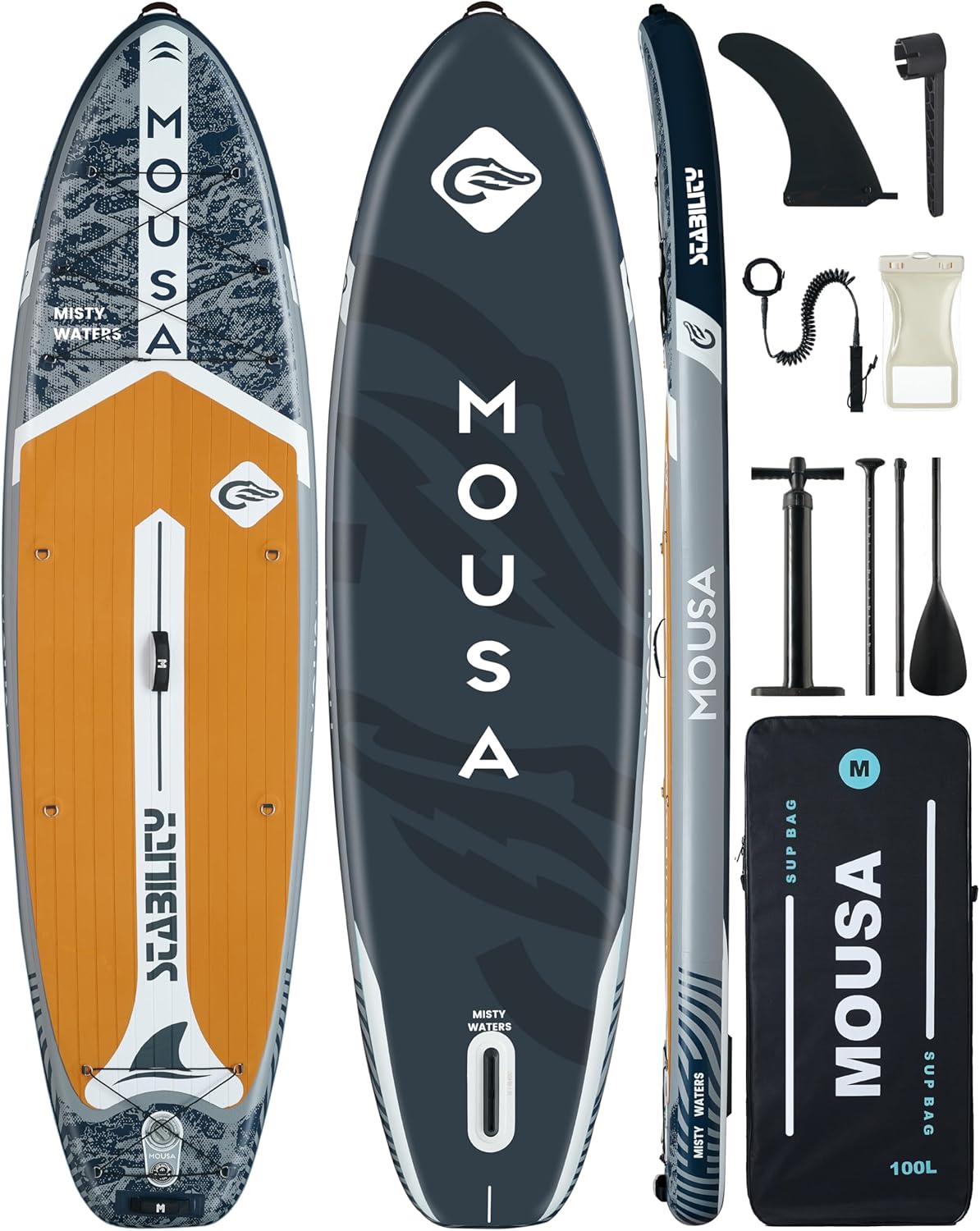 Mousa 11ft 35in Extra Wide Inflatable Stand Up Paddle Board for 2