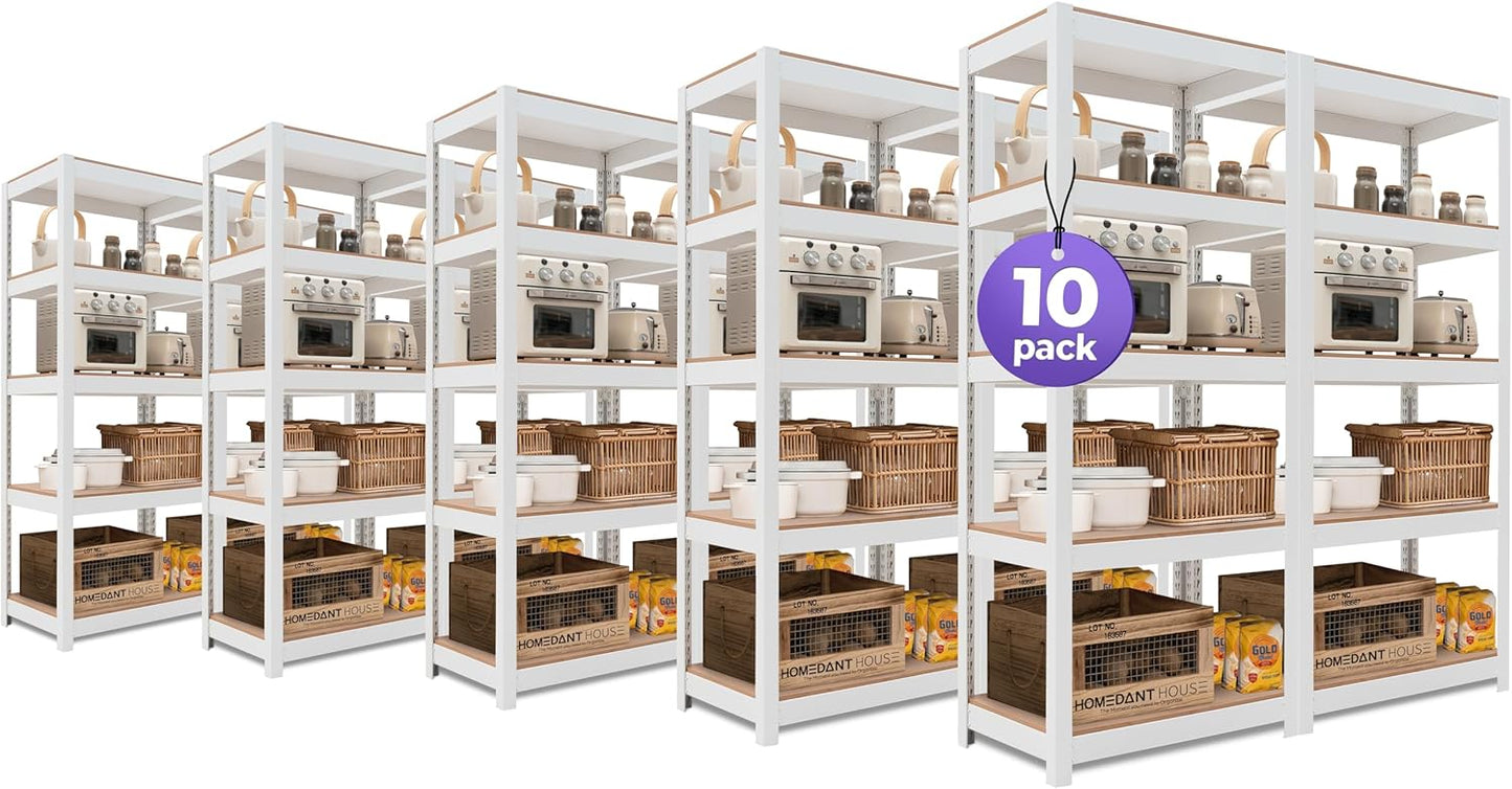 HOMEDANT House 5 Tier Laminated Metal Shelving Unit for Storage