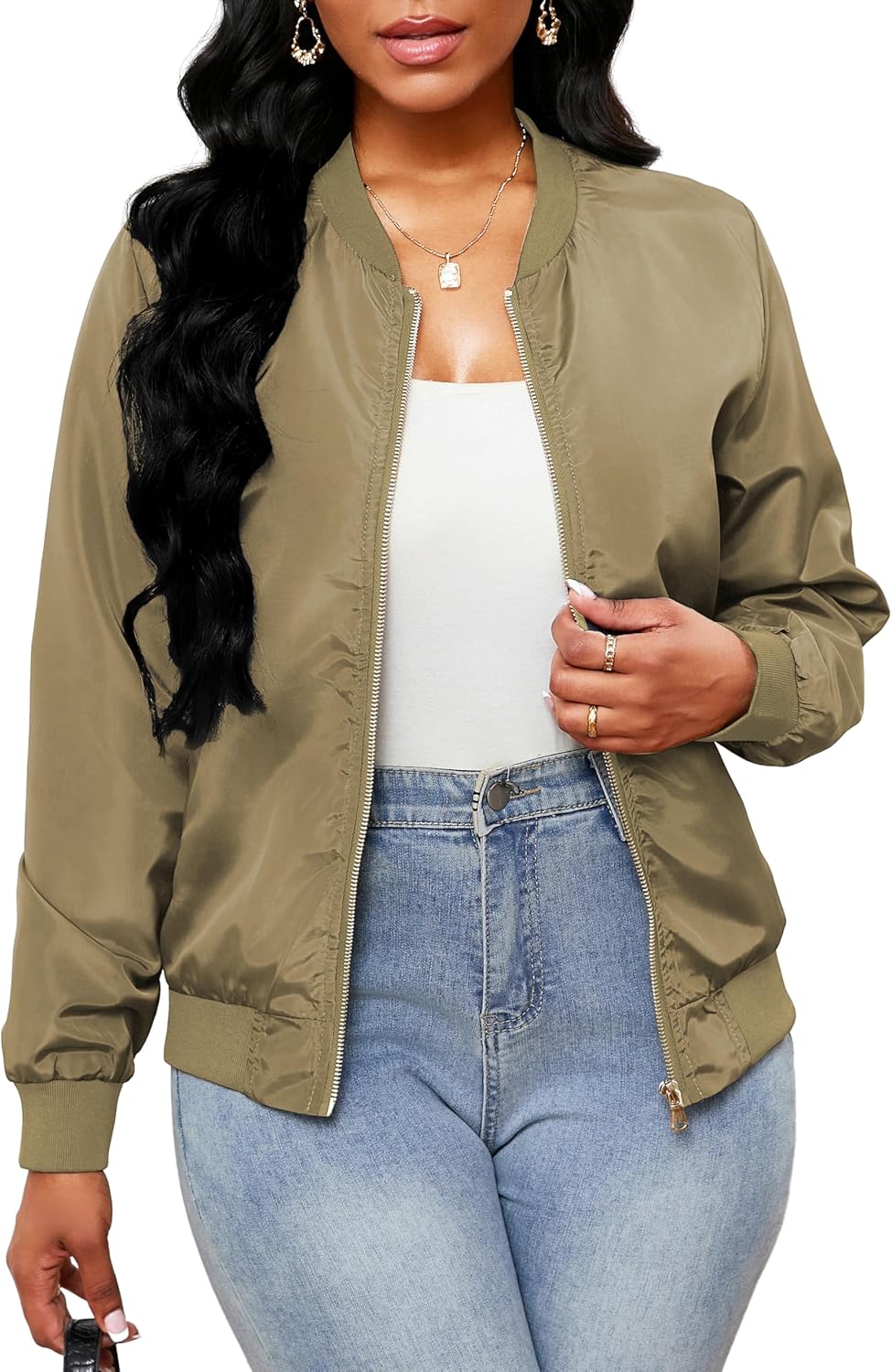 Lightweight Bomber Jackets for Women - Casual Camo Style