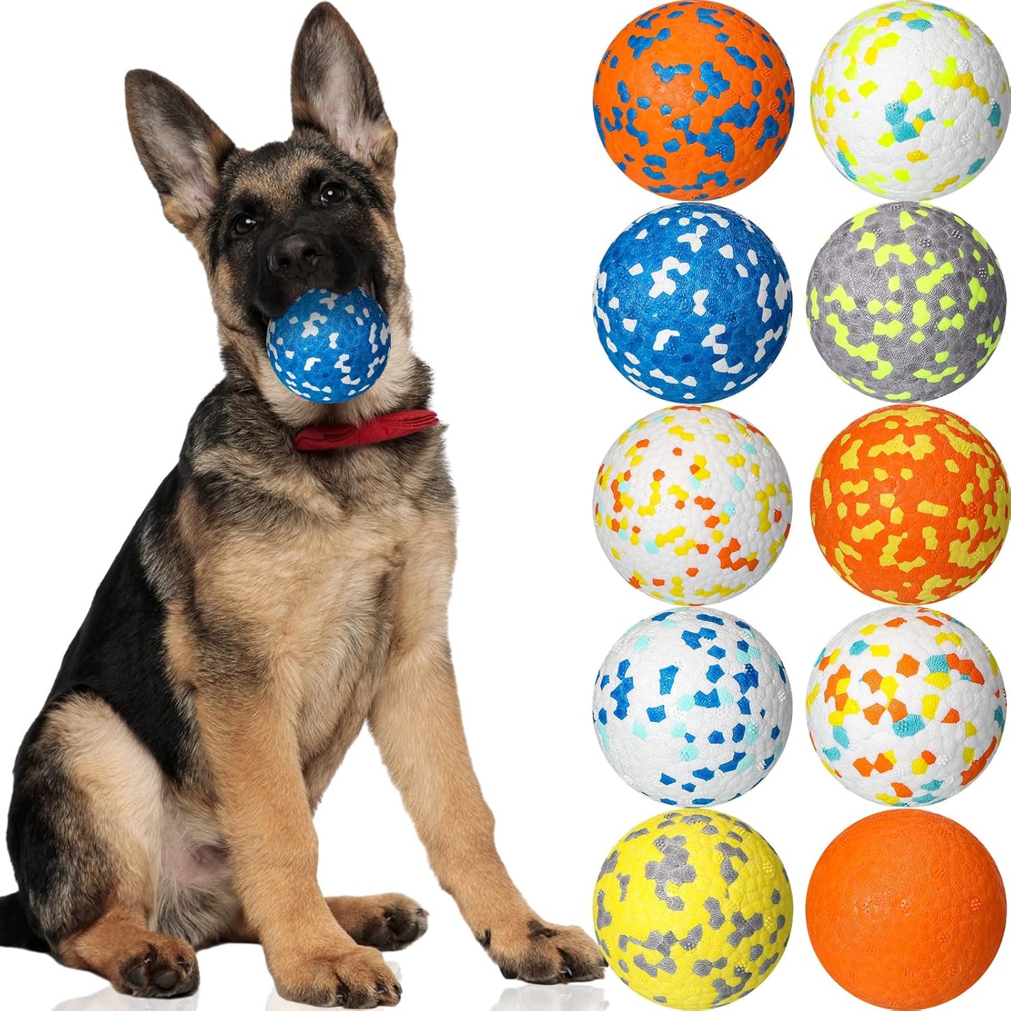 Lenwen Dog Toy Ball for Aggressive Chewers - 10 Pcs Interactive