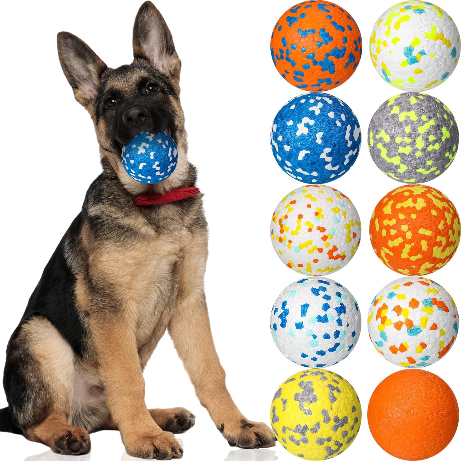 Lenwen Dog Toy Ball for Aggressive Chewers - 10 Pcs Interactive
