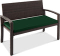 Midnight Green/Brown 2-Person Wicker Outdoor Bench - 700lb Capacity