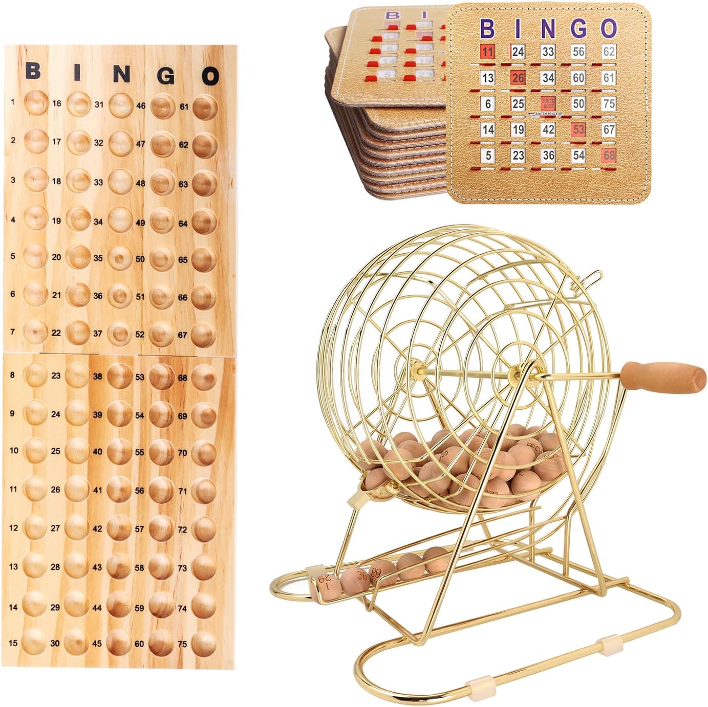 Deluxe Bingo Game Set with Large Brass Cage for Fun Nights