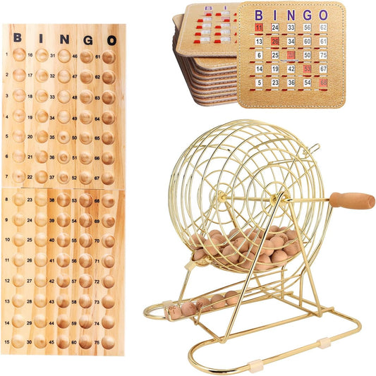 Deluxe Bingo Game Set with Large Brass Cage for Fun Nights