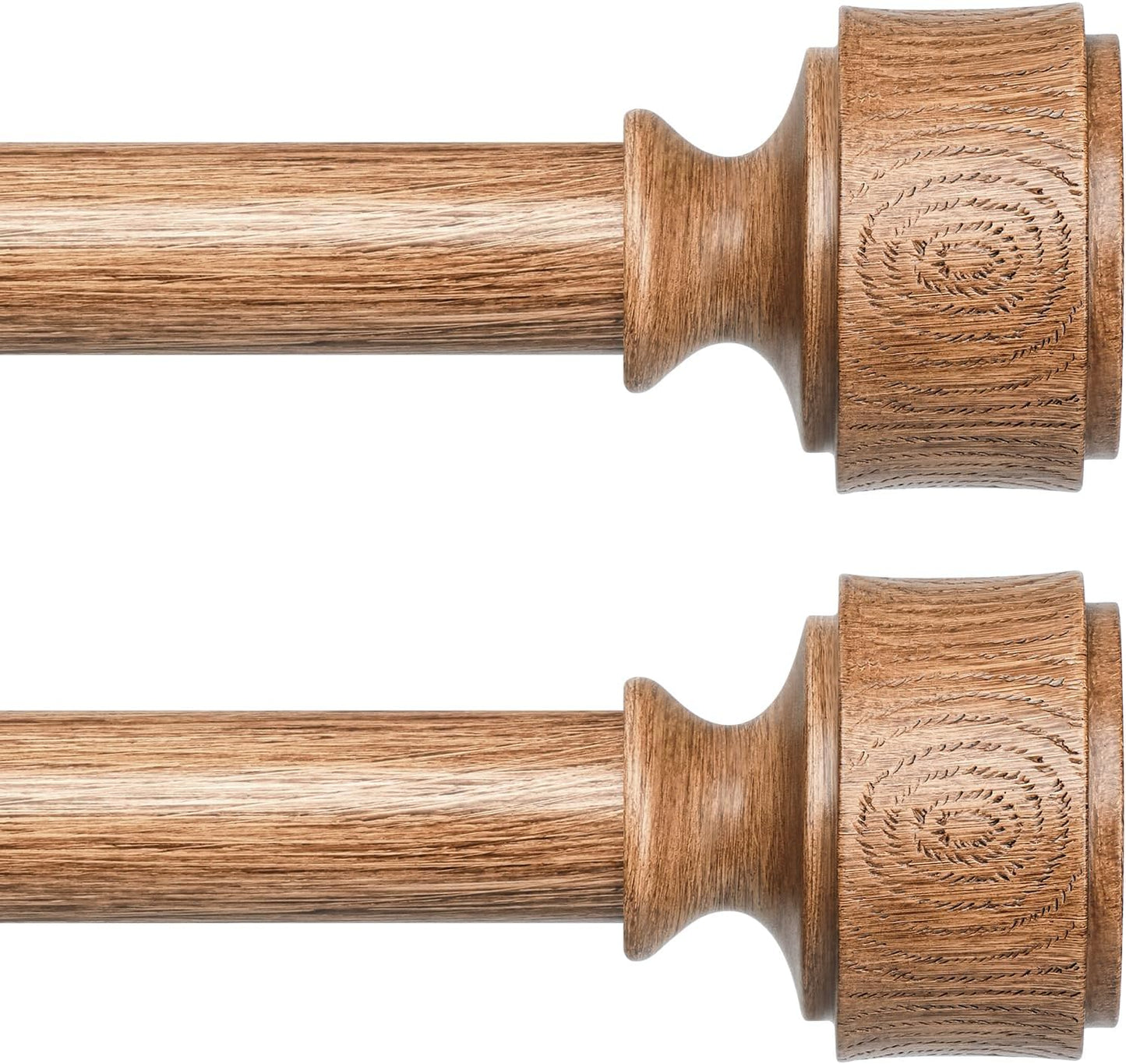 Adjustable Wood Curtain Rods for Windows 30 to 56 Inch - 2 Pack
