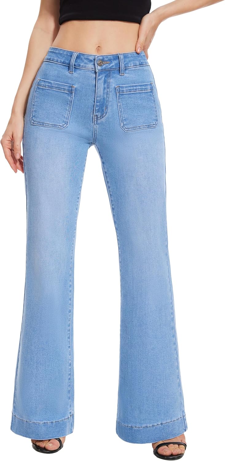 FLYING BANANA Women's Flare High Waisted Bell Bottom Jeans