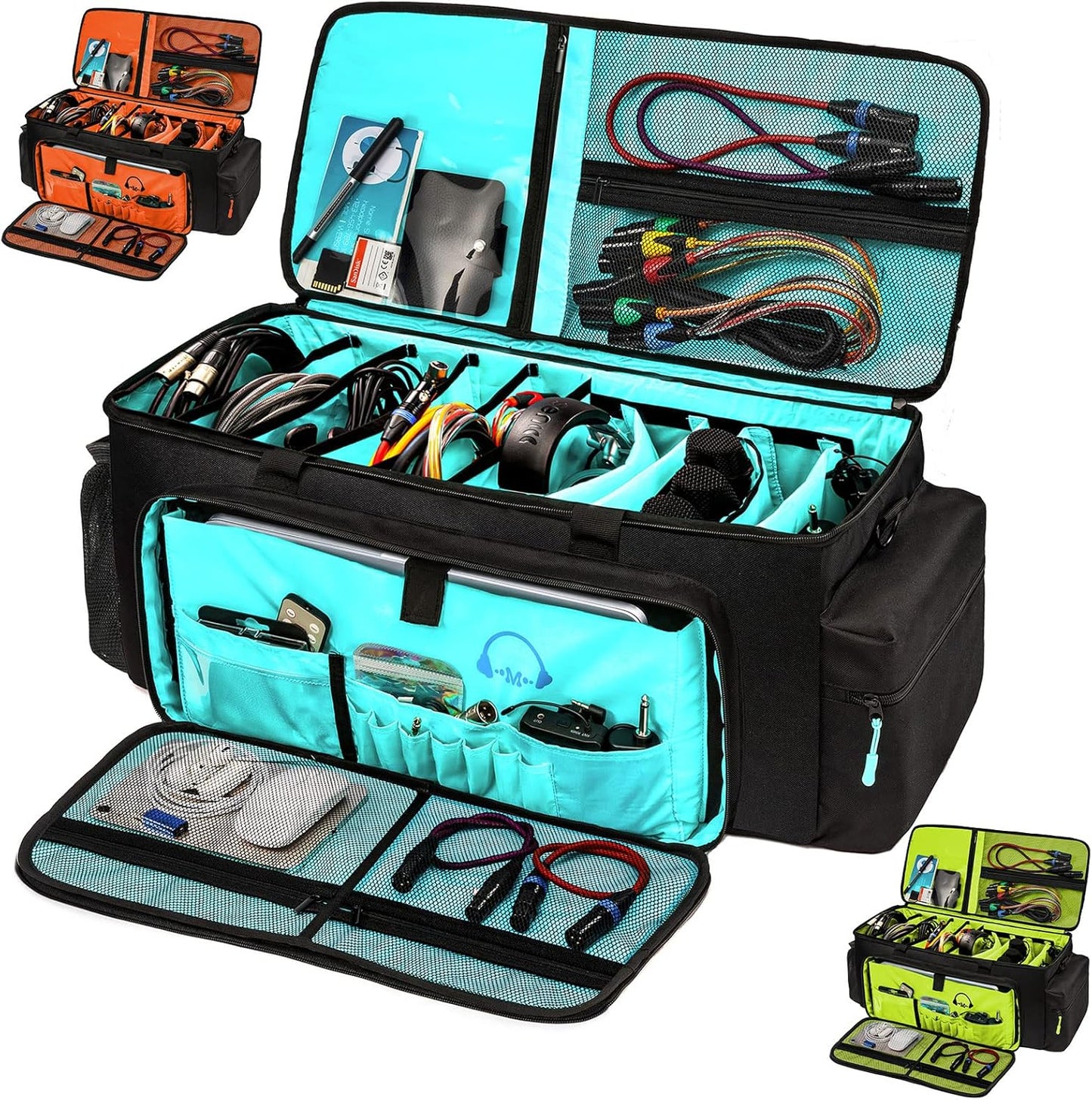 Large DJ Cable Bag for Organizing Gear and Accessories Efficiently
