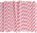 Pink and White Striped Paper Drinking Straws 1000 Count - Compostable