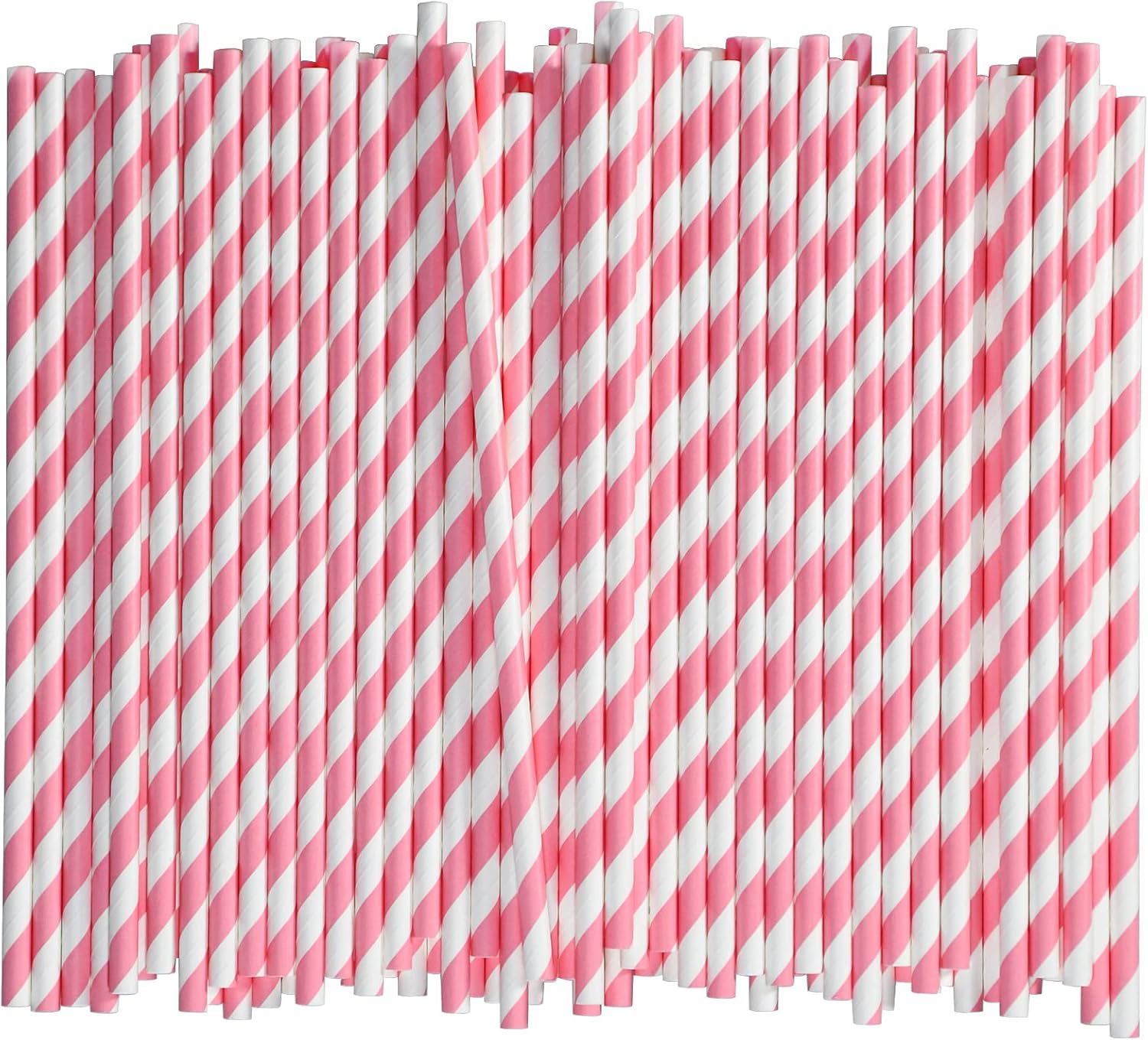Chunspak Pink and White Striped Paper Drinking Straws Bulk 1000 Count