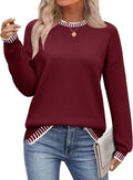 Womens Crewneck Pullover Sweater Long Sleeve Knit Side Slit - Cozy
