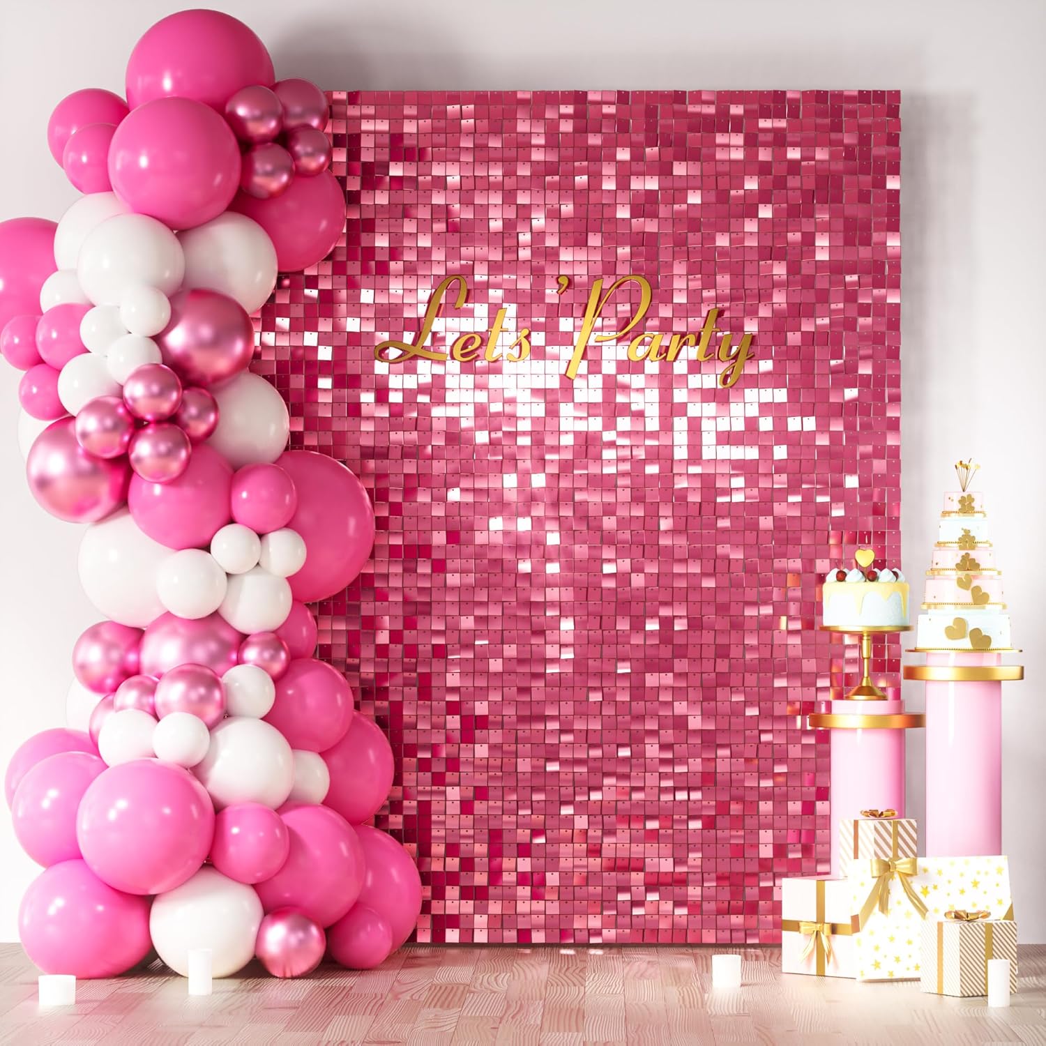COKAOBE Pink Shimmer Wall Backdrop for Stunning Party Decor