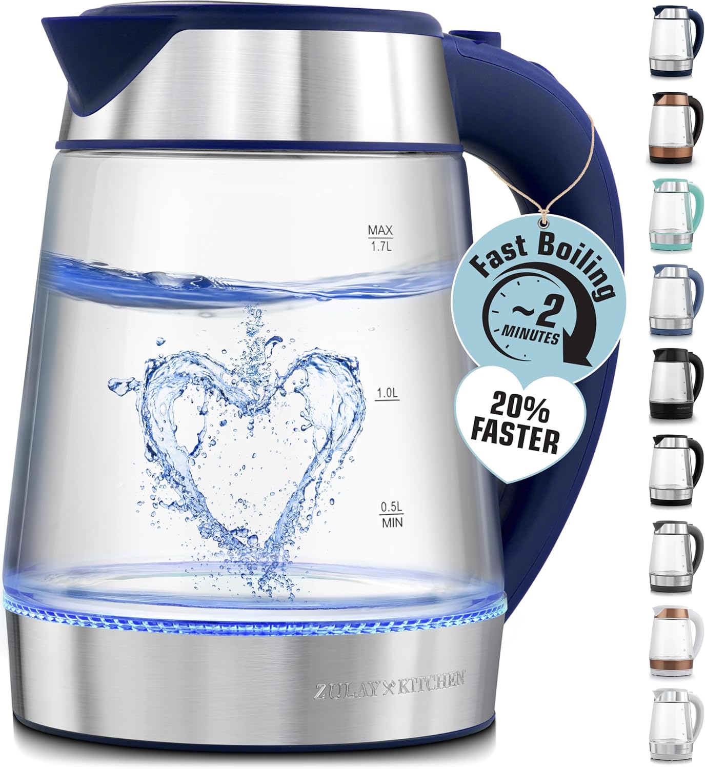 Zulay Kitchen Fast Boiling Electric Water Kettle - 1.7L, 1500W