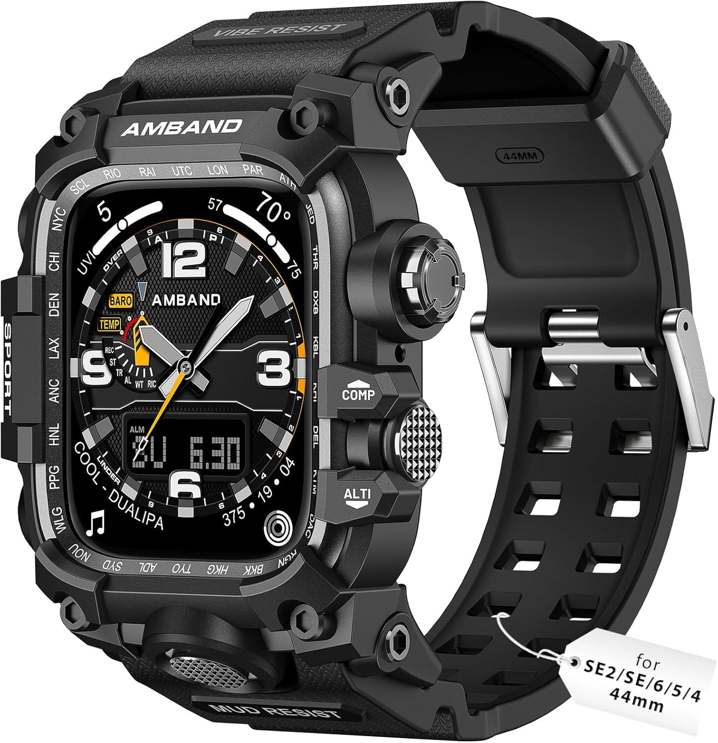 Rugged Military Protector for Apple Watch 44mm - Matte Black