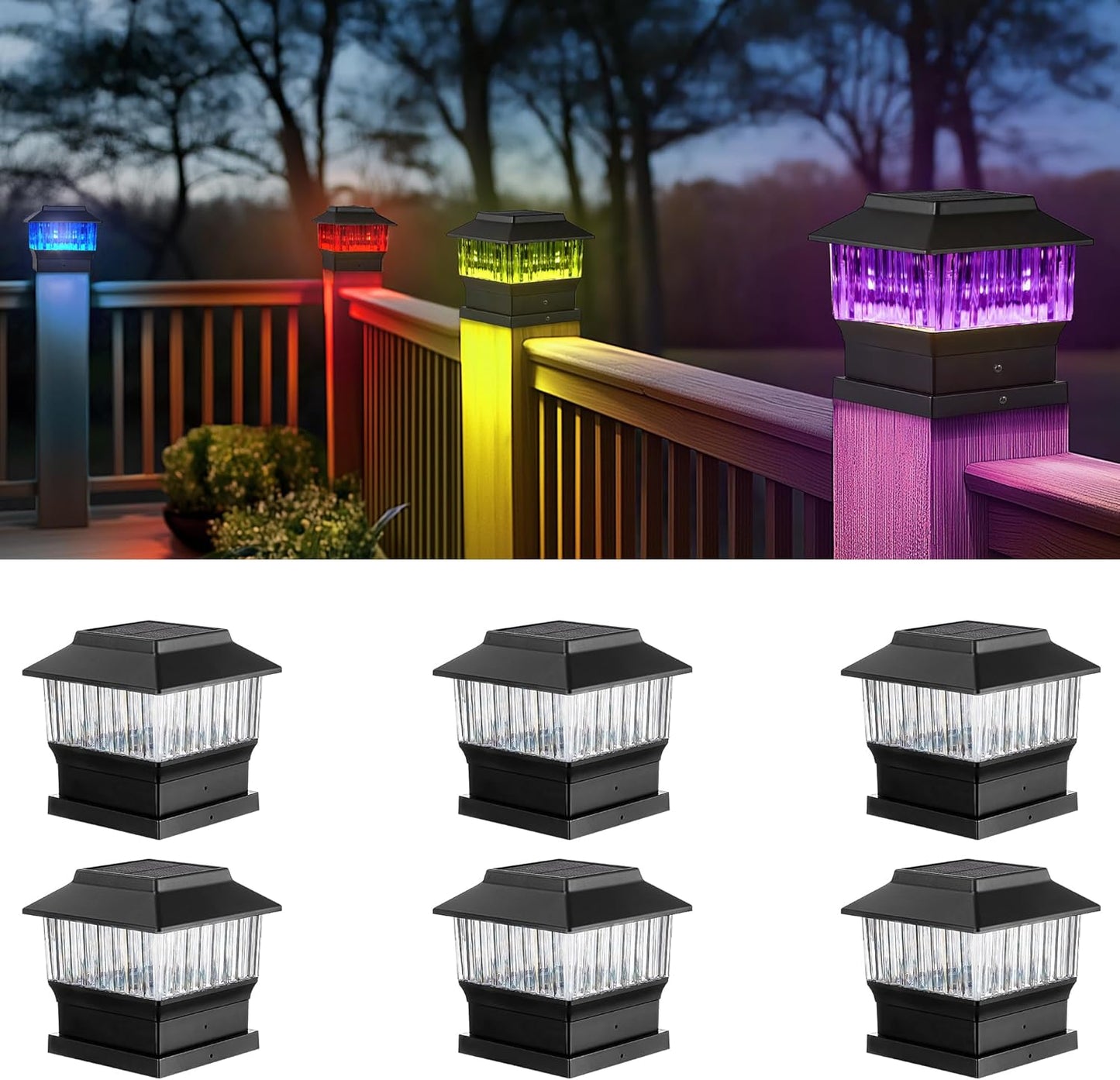 RGB Color Changing Solar Post Cap Lights for Outdoor Decor
