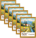 11x14 Gold Picture Frames Set of 6 - Rustic Gold Gallery Frames