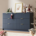 7 Drawer Dresser for Bedroom, Modern Fluted Navy Blue - Spacious