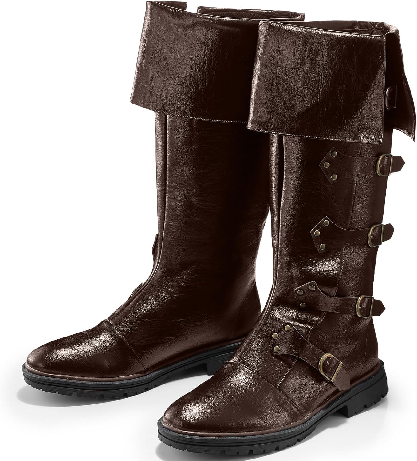 Jiuguva Medieval Pirate Boots for Men - Steampunk Costume Footwear