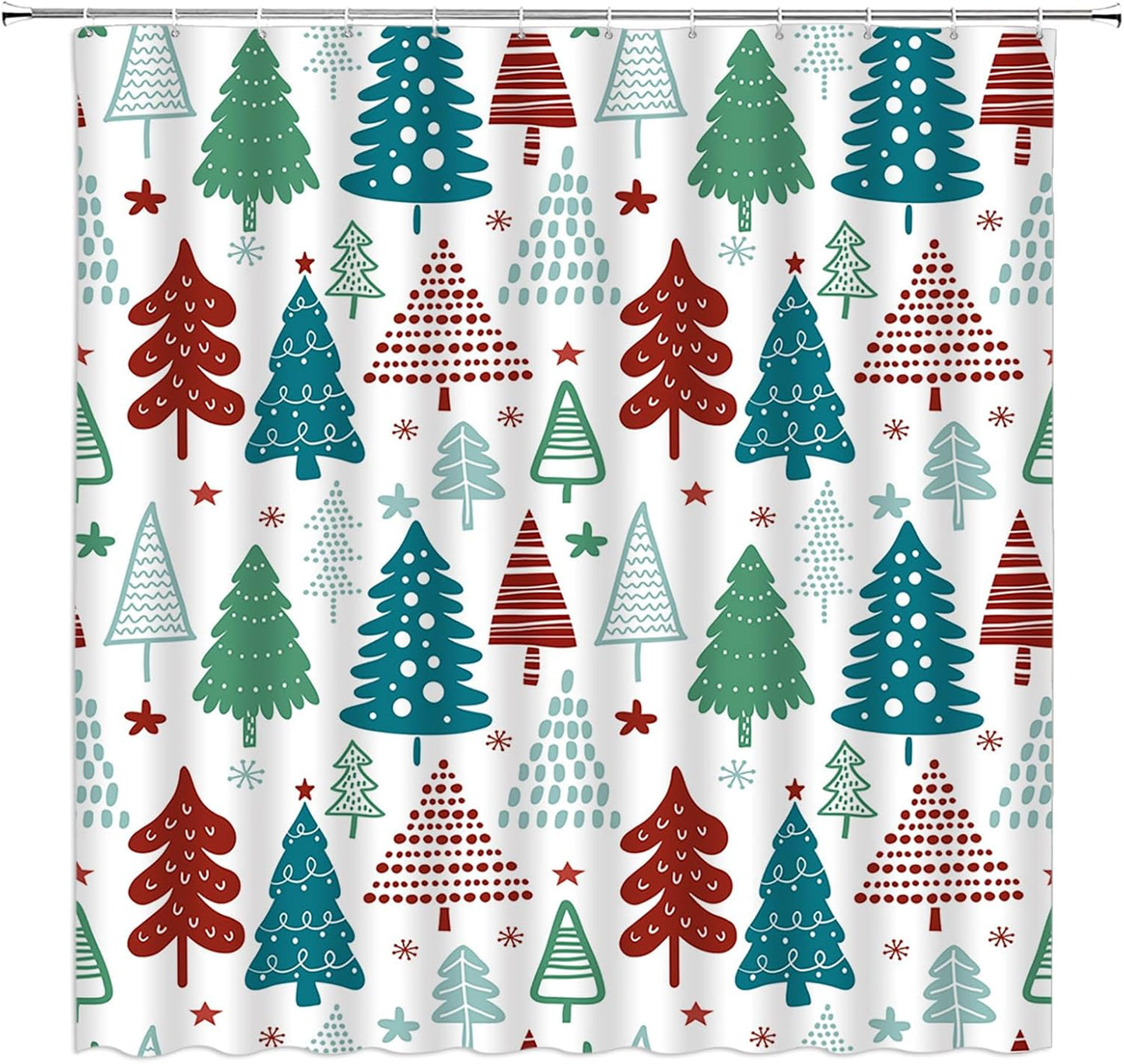 Festive Christmas Tree Shower Curtain Set - Sunhe