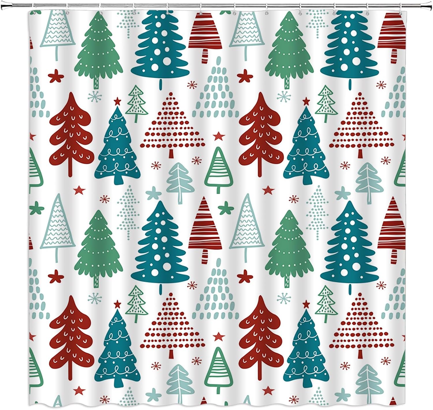 Festive Christmas Tree Shower Curtain Set - Sunhe