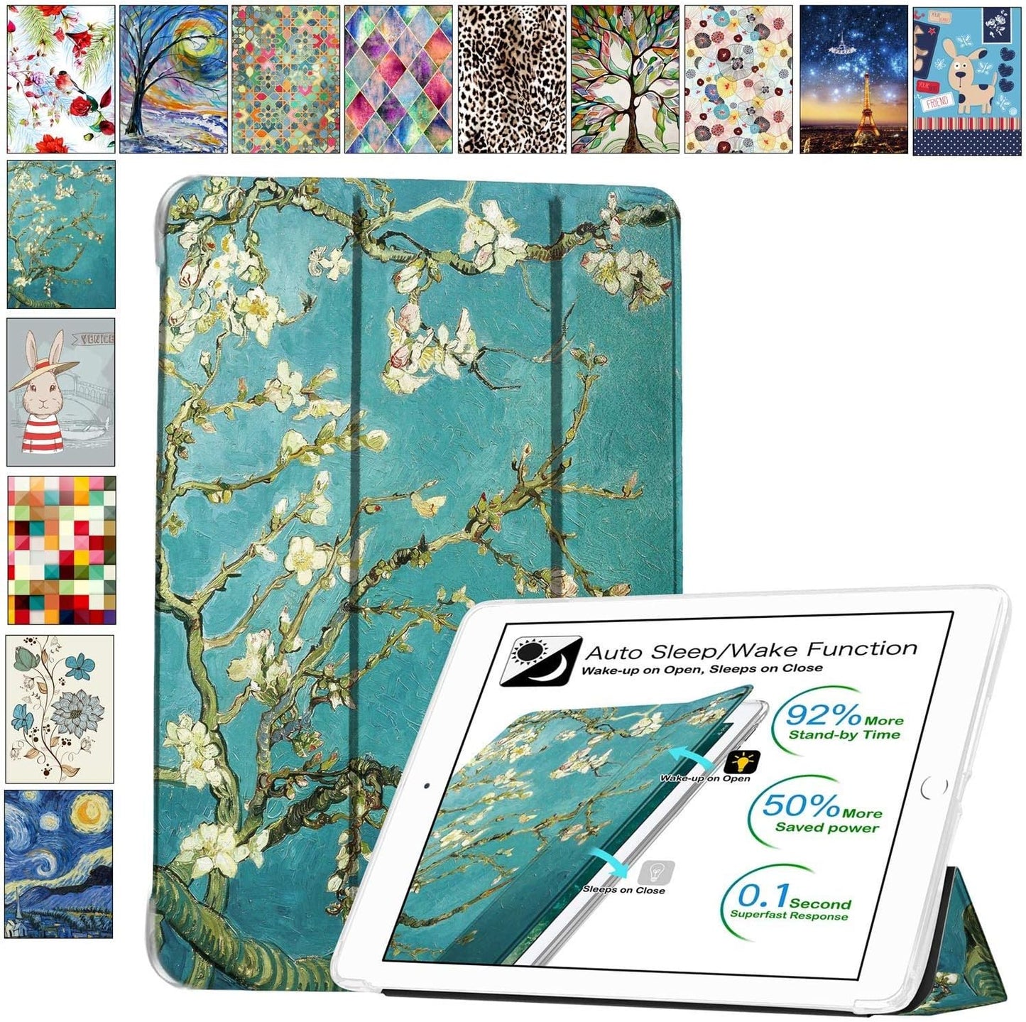 DuraSafe iPad 9 8 7 Case with Dual Angle Stand - Blossom Design