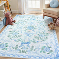 Collive Blue Floral Rugs for Girls - 5x7 Washable Area Rug