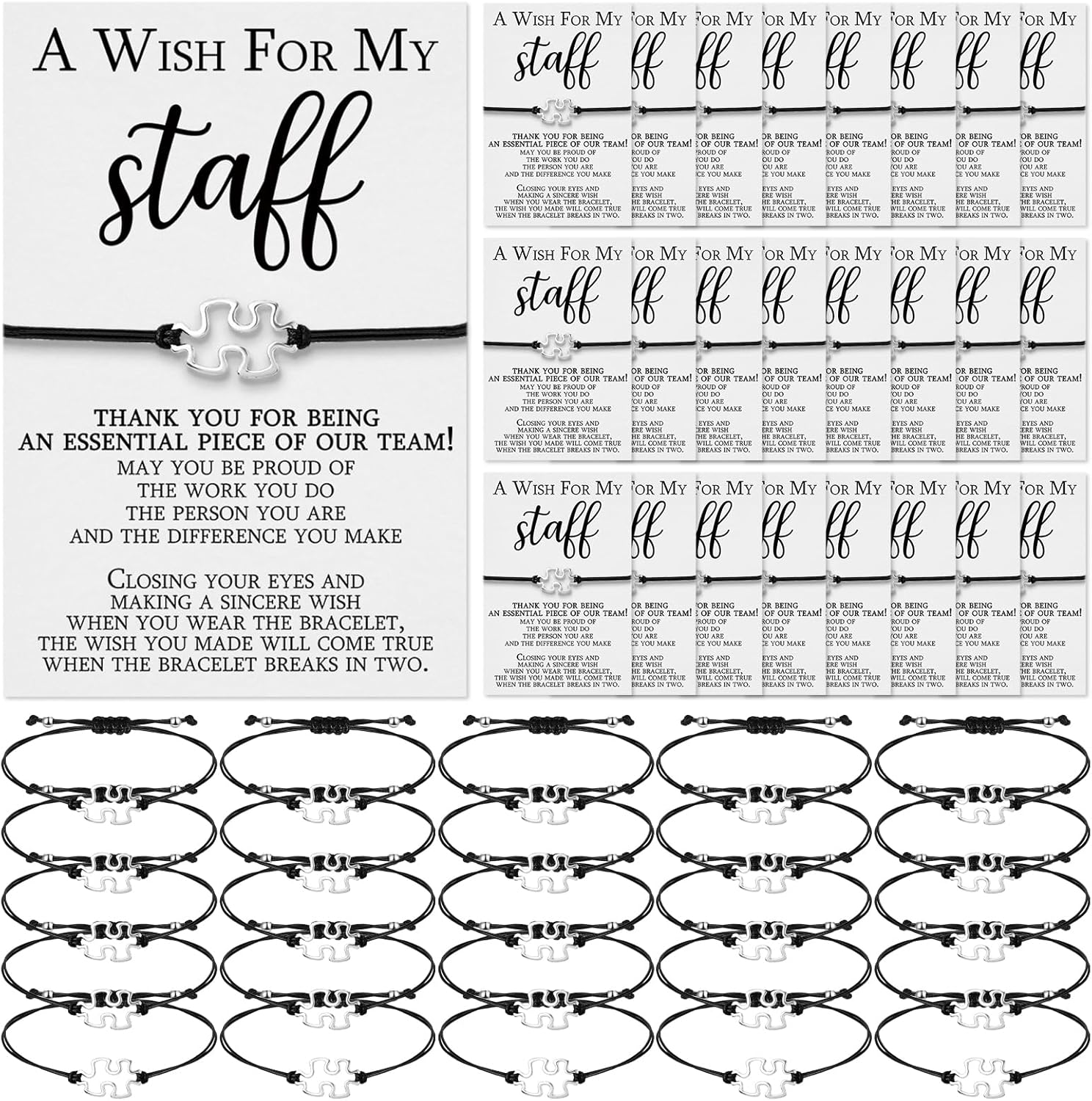 50 Sets Staff Appreciation Gifts Bulk Team Puzzle Piece Bracelet