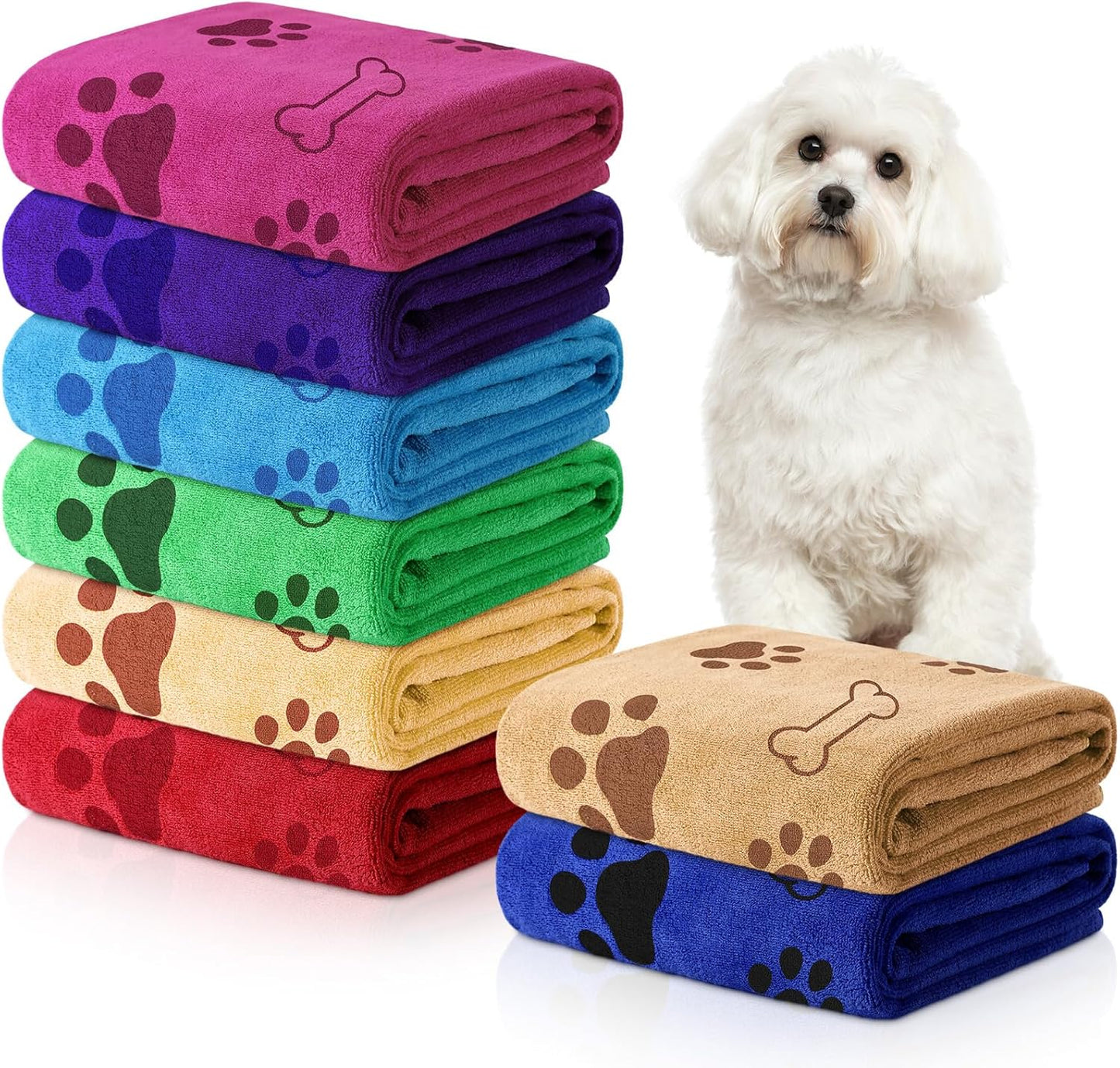 Chumia 8 Pcs Dog Towels for Quick Drying and Bathing Needs