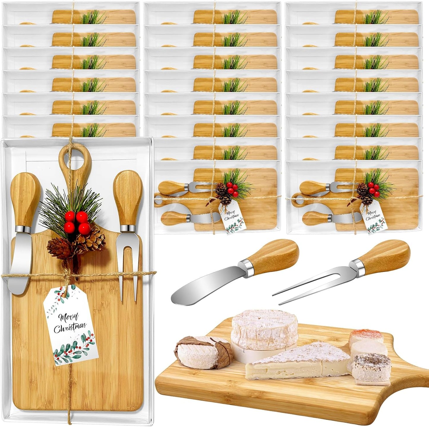 24 Set Christmas Gifts Bridal Shower Favor Bamboo Cheese Board