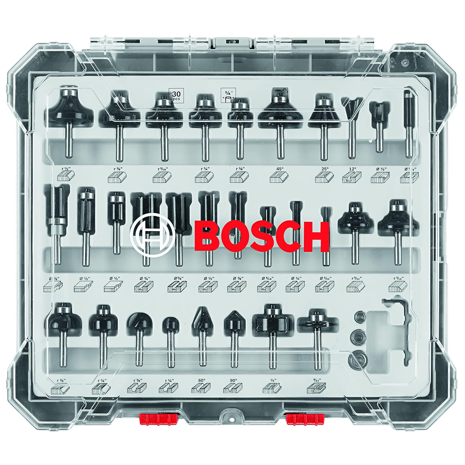 BOSCH RBS030MBS 30-Piece Carbide-Tipped Wood Router Bit Set