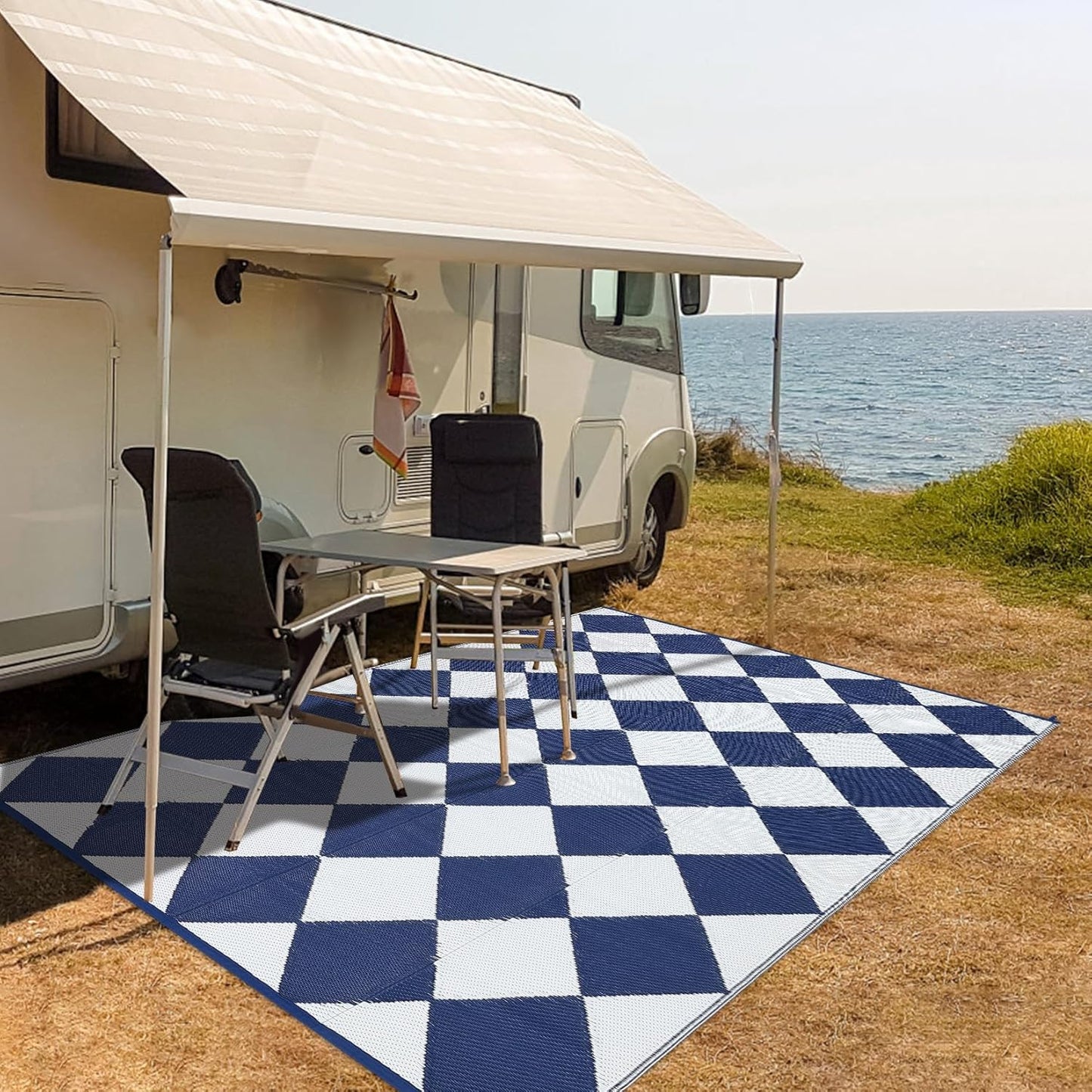 Garvee Outdoor Rug Waterproof 9x12 Reversible Plastic Straw Mat
