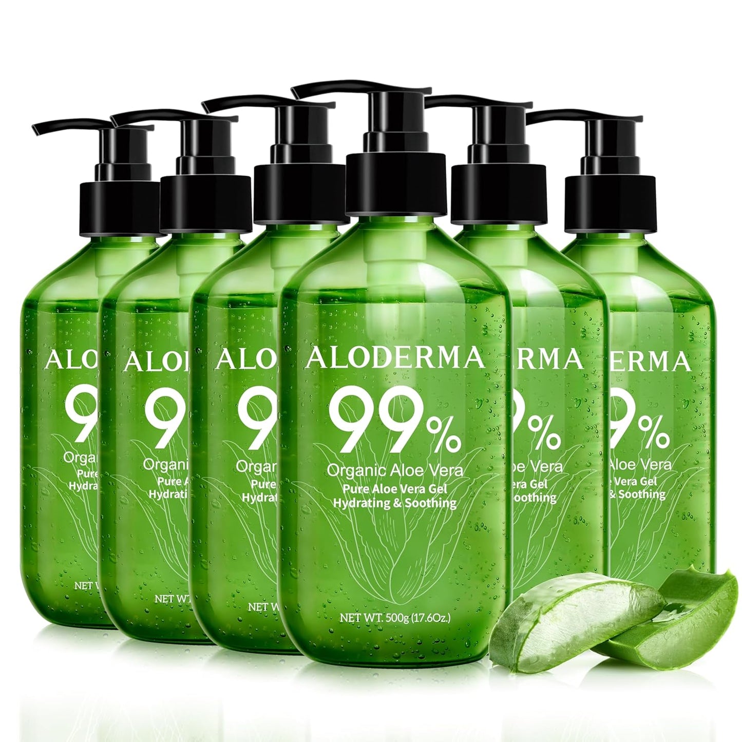 Organic Aloe Vera Gel for Skin and Hair Relief - 6-Pack Value